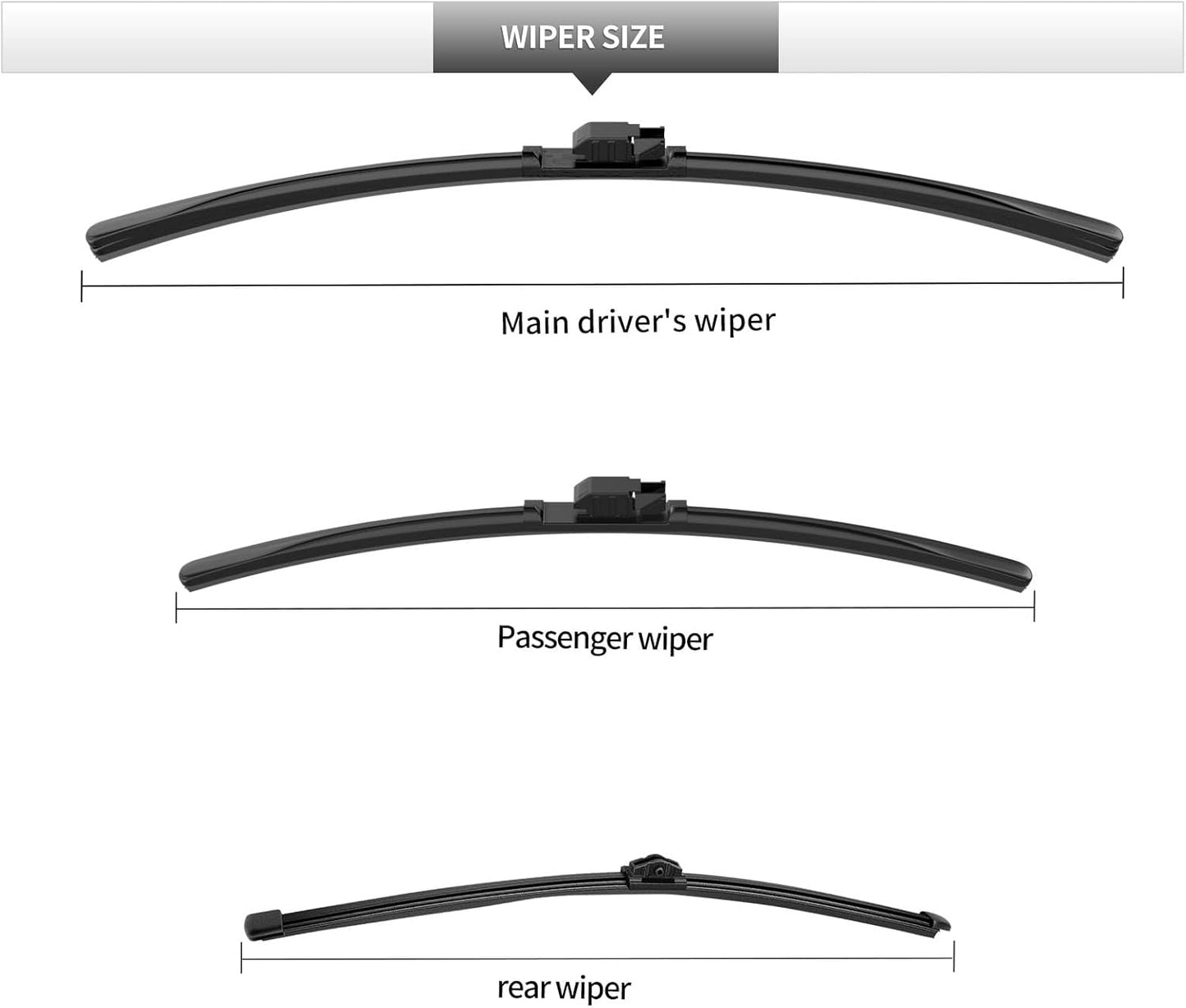 Replacement for BMW X2 2018-2023 Windshield Wiper Blade-3 Pieces of Car Front and Rear Window Wiper Blades