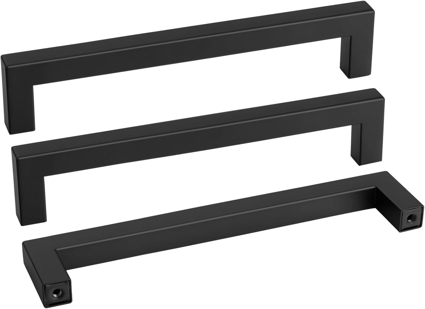 goldenwarm 1Pack 8INCH Matte Black Cabinet Pulls Kitchen Hardware, 204mm Square Bar Pulls for Cabinets Hardware, Black Drawer Pulls 8-1/2in Overall Length