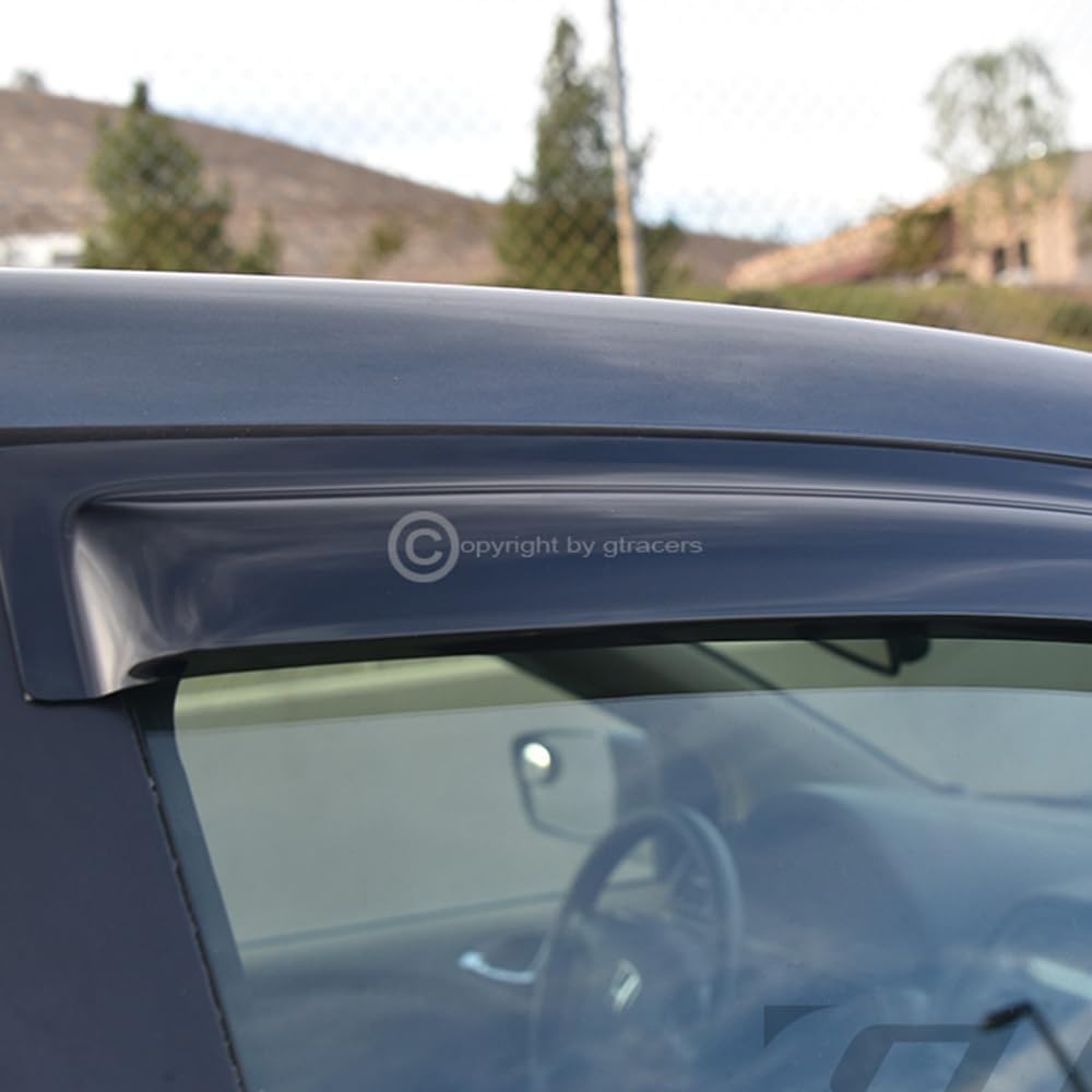 4Pcs Dark Smoke Tint Front Rear Window Deflector Sun/Rain/Wind Guards Shade Smoke Window Visors 2001-2004 Compatible with Toyota Tacoma Double/Crew Cab