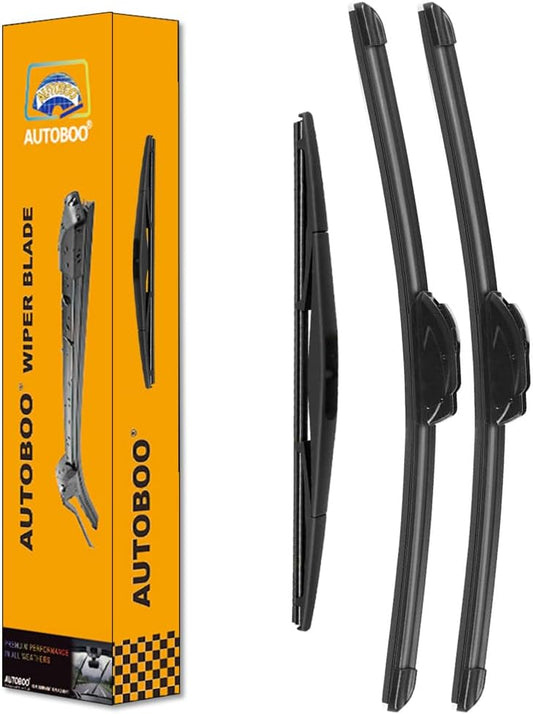 AUTOBOO 28"+12" Windshield Wipers with 12" Rear Wiper Blade Sets Replacement for Nissan Versa Note 2014-2019 -Original Factory Quality (Pack of 3)