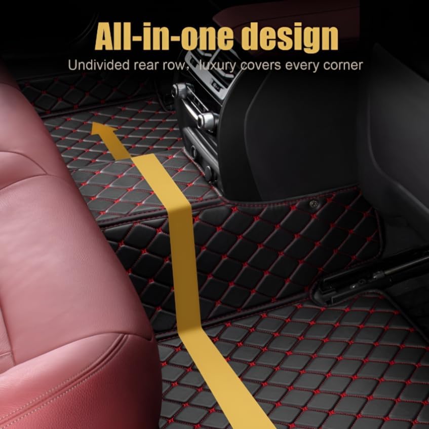 Add Personal Touch to Your Vehicle with IMEISH Customizable Logo Text Car Mats for 99% of vehiclesPads Protection Non-Slip Leather Floor Liners (Beige Stripe)