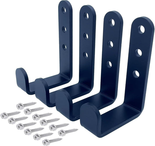 4 Pcs Black Heavy Duty Metal j Hooks for Hanging 230 lbs, Wall Mount Hook for Hanging Garage Storage Home Office Gym Sports Equipment, Tool Organization,Small U Hooks (L)