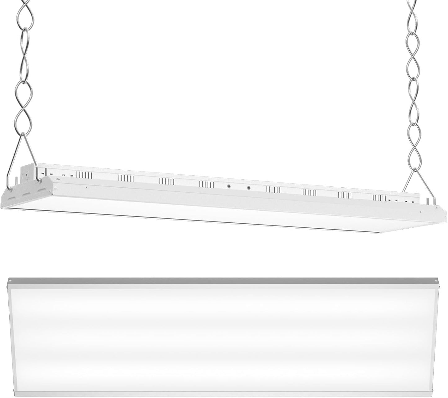 CINOTON 4FT 210W LED Shop Light with 28350LM,0-10V Dimmable Linear High Bay Lighting with 5000K,120-277V 135LM/W Commercial Hanging Lights for Garage Office Warehouse Workshop Factory UL Listed 2Pack