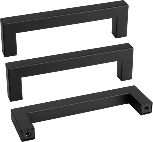 goldenwarm 60 Pack 4 INCH Black Square Bar Cabinet Pull - Drawer Pulls Stainless Steel Modern Hardware for Kitchen and Bathroom Cabinets Cupboard - Center to Center 4in(102mm) Cabinet Handles