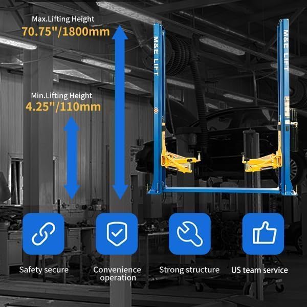 ME 10000lbs 2 Post Lift Car Lift Automotive Lift 2 Post Car Lift Hoist Equipment for Garage Shop Repair