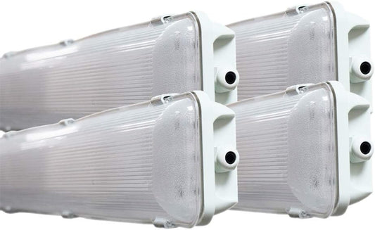 4 FT 6500K 72W LED Vapor Tight Lights | Commercial Indoor/Outdoor Hardwired IP65 Waterproof Fixtures | 8000 Lumens | Detachable LED Strips (4-Pack)