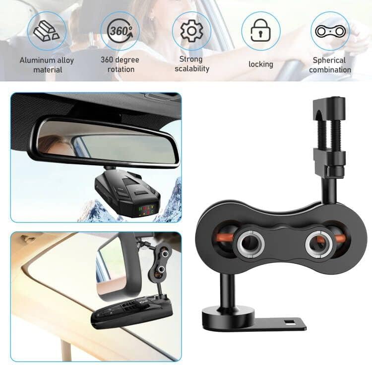 Radar Detector Mount, Aluminum Rearview Mirror Rod Radar Bracket,for Cobra iRadar ESD SPX RAD 480i 450 380 7800BT Radar Detector