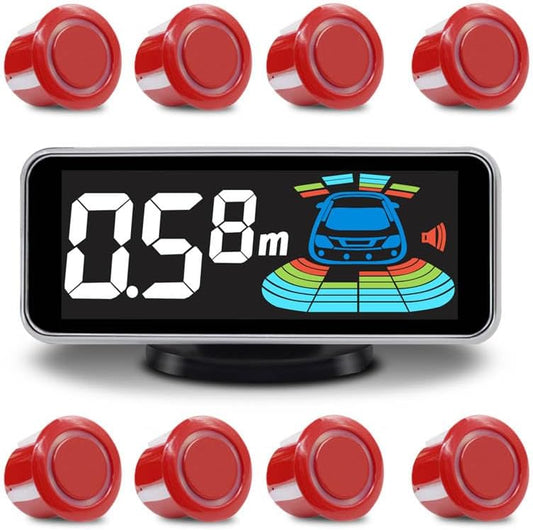 Car Parking Sensors Kit Reverse Parktronic System Auto Electronics Vehicle Backup Assistant Reverse 8 Sensor (Red)