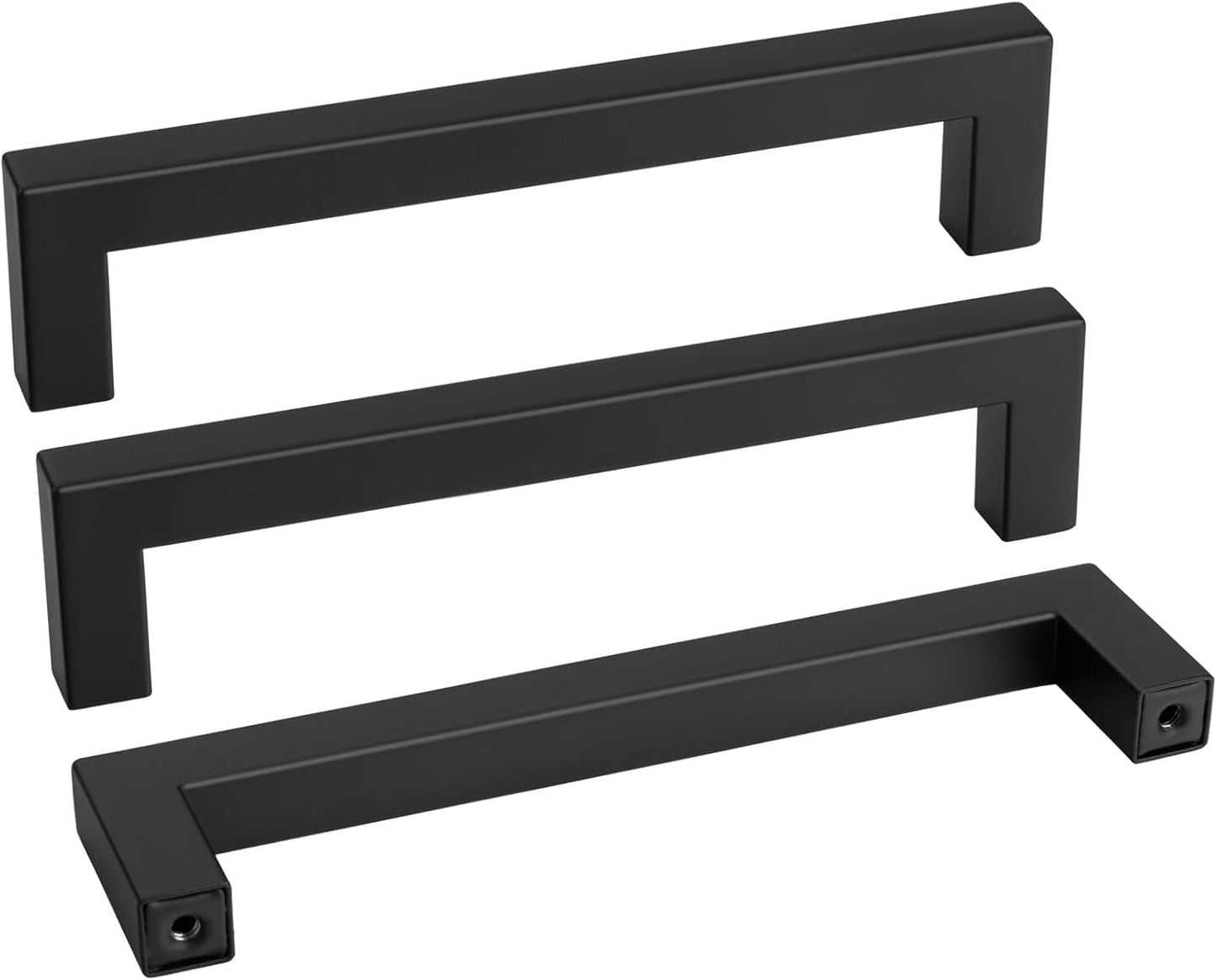 Goldenwarm 2 Pack Black Square Bar Cabinet Pull Drawer Handle Stainless Steel Modern Hardware for Kitchen and Bathroom Cabinets Cupboard,Center to Center 6-1/4in(160mm) Kitchen Cupboard Handles