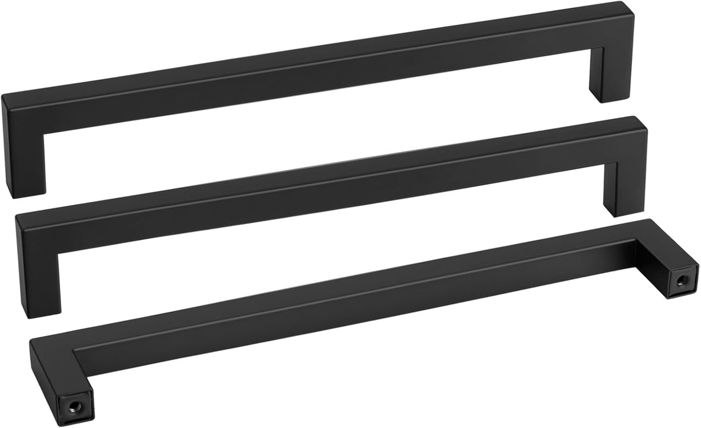 goldenwarm 100 Pack 12-3/5 Inch Black Cabinet Handles Matte Black Drawer Pulls Stainless Steel Cabinet Hardware Square Bar Modern Cabinet Handles for Kitchen Bathroom Cupboard