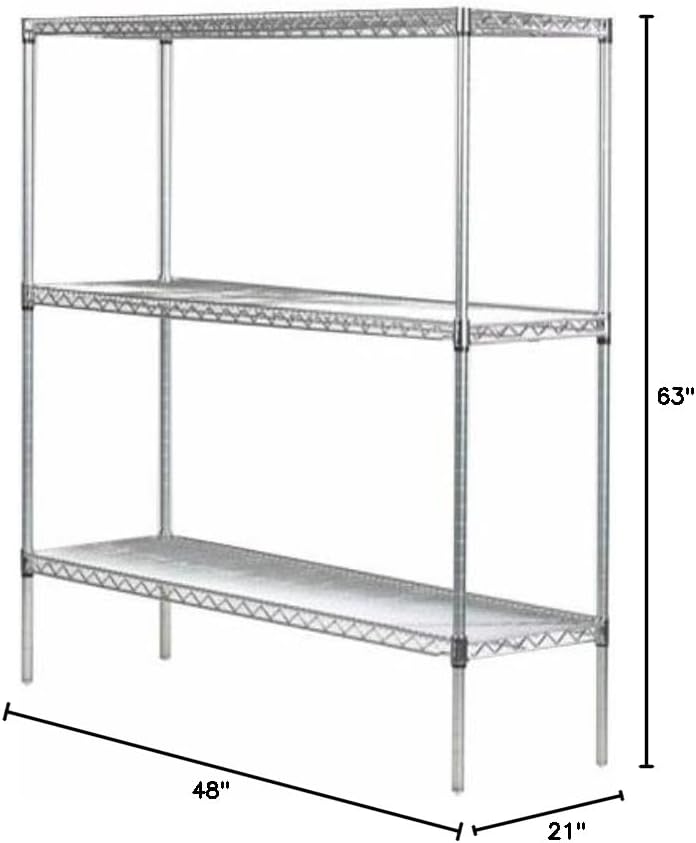 Omega 21" Deep x 48" Wide x 63" High 3 Tier Gray Starter Shelving Unit