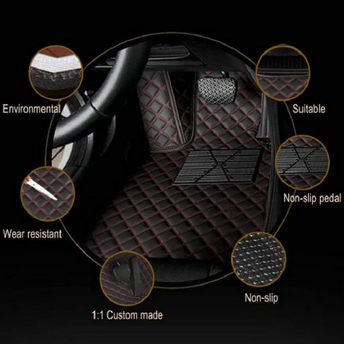 Customized Personalized car Floor mats, All-Weather Luxury car Floor mats, Waterproof and Anti Slip Leather car Floor mat Lining, 95% Customized car, Truck, and SUV Floor mats (Black Stripes)