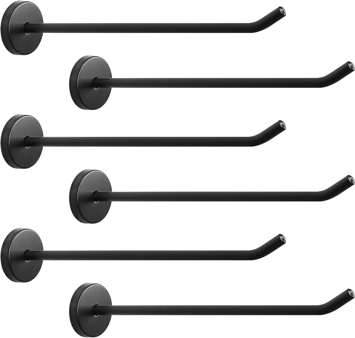 NearMoon Coat Hooks, Wall Hooks for Hanging Hat Hurse Robe, 304 Stainless Steel Heavy Duty Towel Hangers for Bathroom Livingroom Hotel Kitchen Garage, 6 Pack (8 Inch, Matte Black)