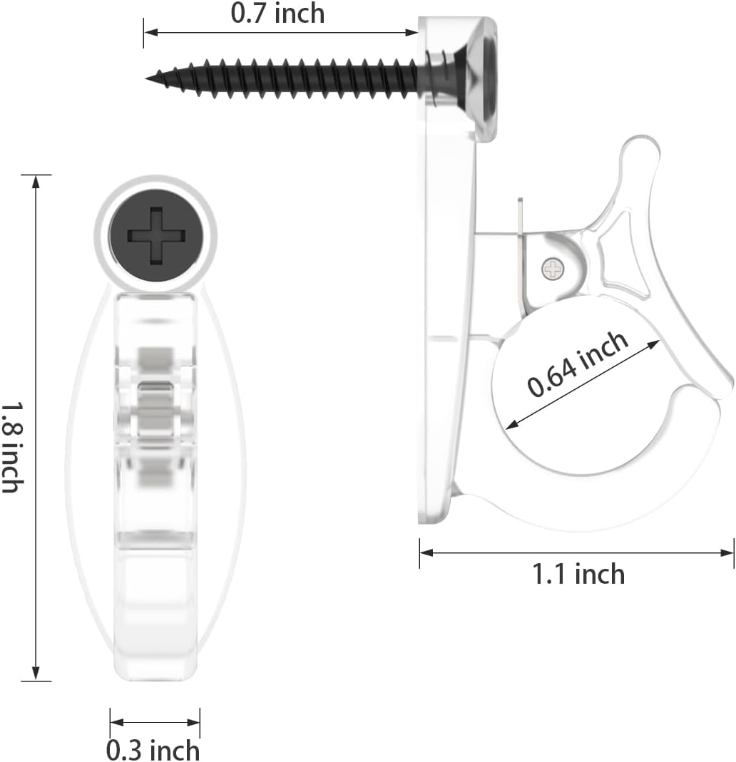 Light Hanger Hooks, Screw-in Hooks for Hanging String Lights, Wire, Plants, Wind Chimes - Plastic, Clear, 20 Pack