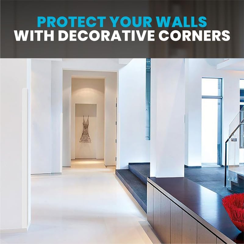 Proflex Wall Corner Protector - Pack of 6 Self Adhesive Corner Guards for Walls Edge Protection - 1-1/2 inch x 36 inch, White Textured – Easy to Apply – No Tools Needed