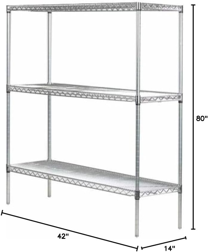 Omega 14" Deep x 42" Wide x 80" High 3 Tier Chrome Starter Shelving Unit