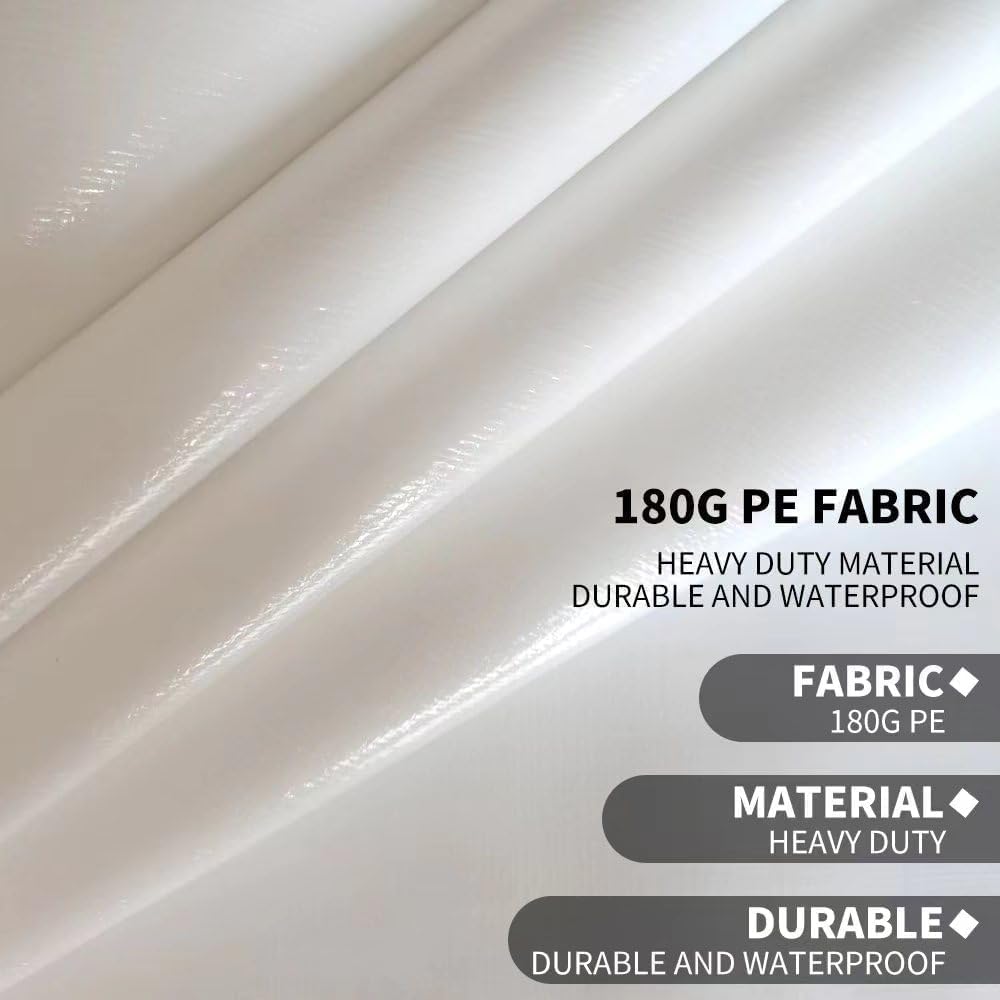 10' x20' Upgraded Carport Replacement Canopy Cover for Car Garage Shelter Party Tent with Ball Bungees White (Only Top Cover, Frame is not Included)