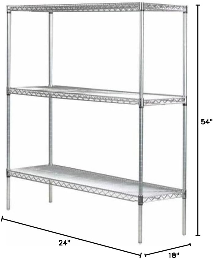 Omega 18" Deep x 24" Wide x 54" High 3 Tier Chrome Starter Shelving Unit