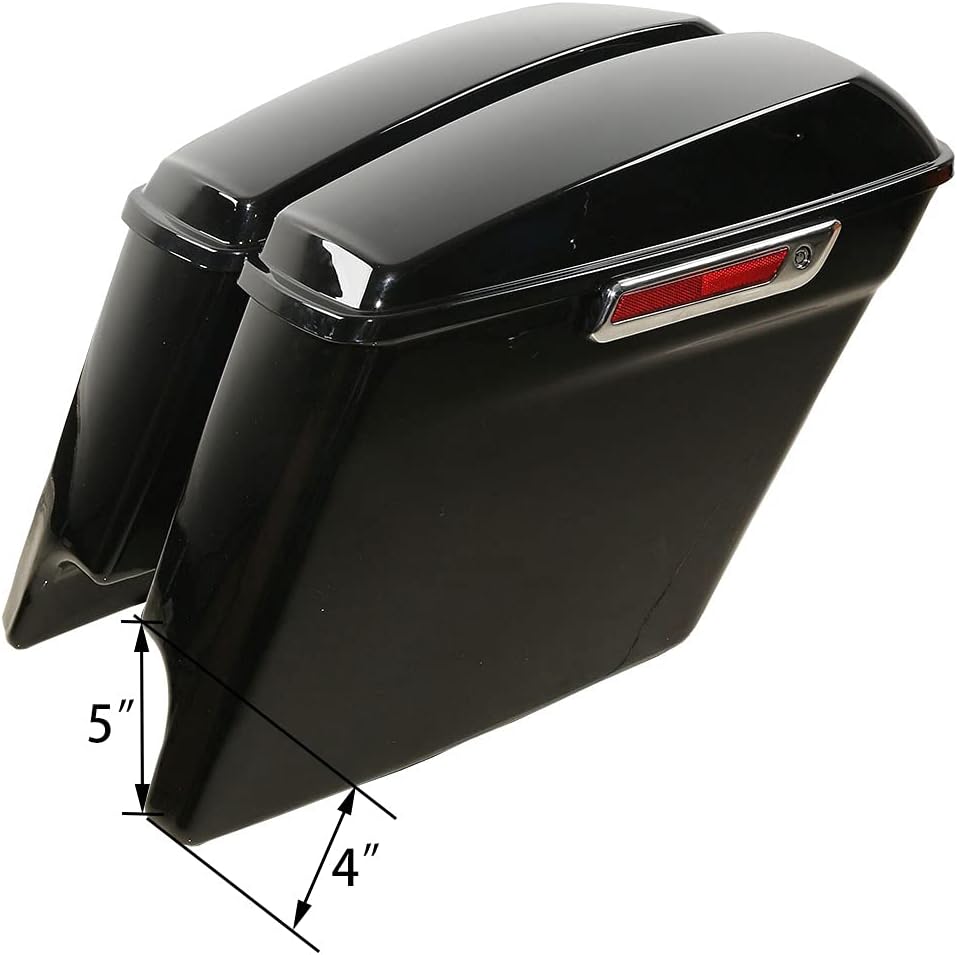 XFMT Vivid Black 5" Stretched Extended Saddlebags Hard Saddle Bags W/Chrome Conversion Bracket For Harley Softail Heritage Deluxe 1984-2017