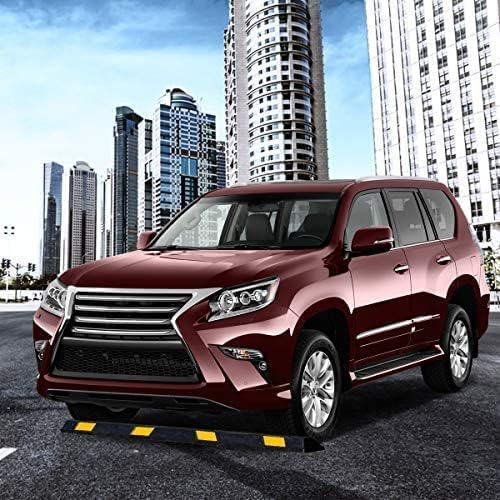 ZONETECH Large Heavy Duty Rubber Parking Curb – 72” Premium Quality Auto Garage Wheel Stopper Professional Grade w/Yellow Reflective Tape for Car, Truck, Trailer and RV (50-Pack)