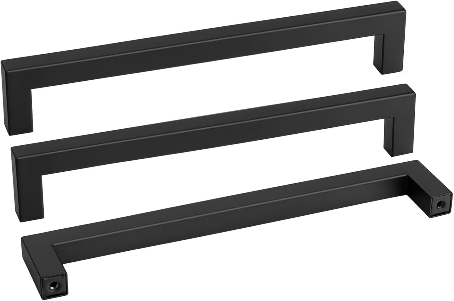 goldenwarm 60 Pack 10 Inch Black Cabinet Handles Matte Black Drawer Pulls Stainless Steel Cabinet Hardware Square Bar Modern Cabinet Handle for Kitchen Bathroom Cupboard