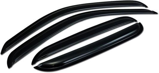 4Pcs Dark Smoke Tint Front Rear Window Deflector Sun/Rain/Wind Guards Shade Smoke Window Visors 2001-2004 Compatible with Toyota Tacoma Double/Crew Cab