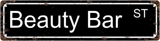 Beauty Bar ST Space Vintage Metal Tin Sign, Street Sign, Home Decor, Room Decor, Wall Decor, Bathroom Decor, Bar Decor, Cafe Decor, Garage Decor, 16 x 4 Inch