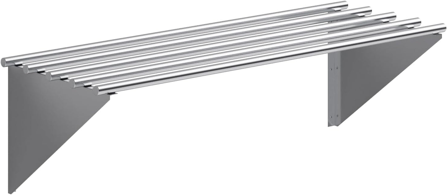 AmGood 18 in. x 48 in. NSF Stainless Steel Tubular Wall Shelf | Heavy-Duty Metal Shelving for Appliances & Equipment | Ideal for Kitchen, Restaurant, Garage, Laundry, Utility Room