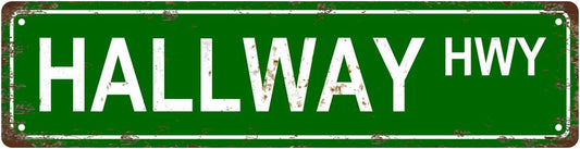 HALLWAY HWY Space Vintage Metal Tin Sign, Street Sign, Home Decor, Room Decor, Wall Decor, Bathroom Decor, Bar Decor, Cafe Decor, Garage Decor, 16 x 4 Inch