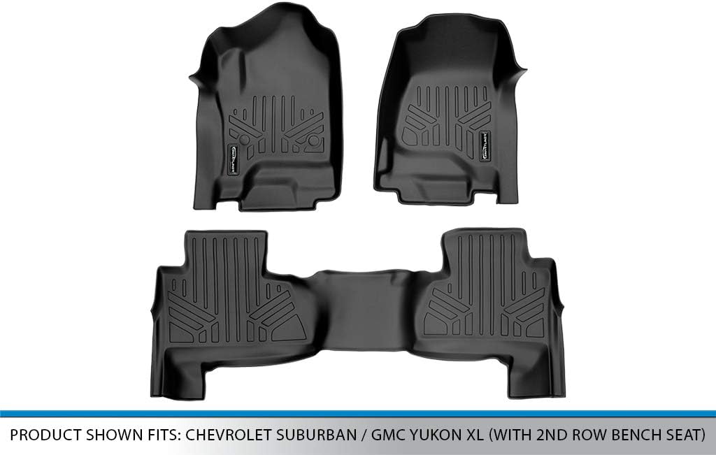 SMARTLINER Custom Floor Mats 2 Row Liner Set Compatible with 2015-2020 Chevrolet Suburban