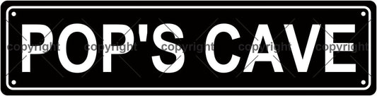 POP'S CAVE Space Metal Tin Street Sign Bar Cafe Garage Cave Home Room Wall Bathroom Farmhouse Garden Porch Patio Decor, 16 x 4 Inch