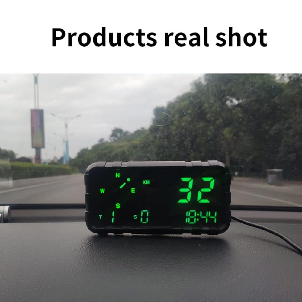 Heads Up Display for Car Digital GPS Speedometer kit MPH Odometer Automotive Compass for Dashboard HUD Fatigued Driving Alert Speeding Alarm for Trucks Golf cart All Vehicles (C3012)