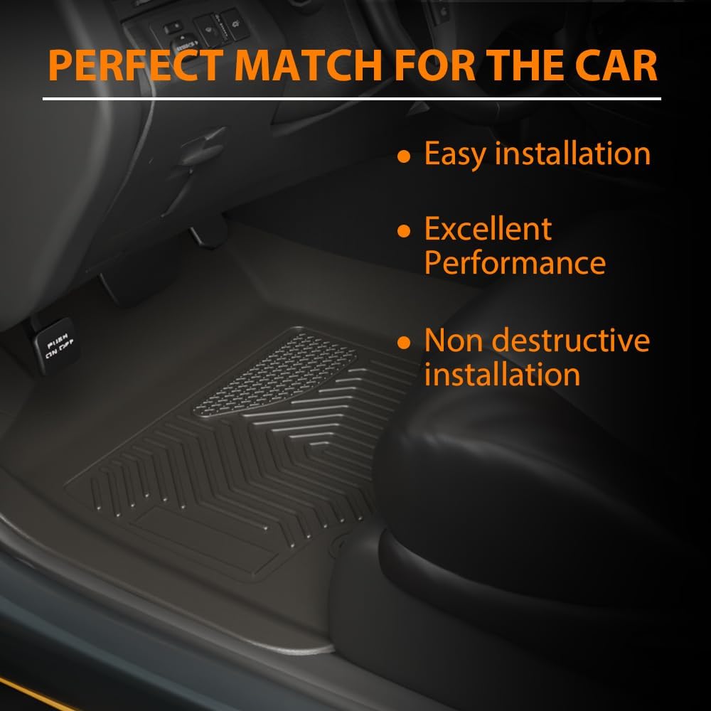 G-PLUS Floor Mats Fit for Toyota Tacoma 2016-2023 Double Cab(Only Fit Automatic) TPE All Weather Custom Fit Floor Liners for Tacoma 1st & 2nd Row Car Floor Mats Accessories