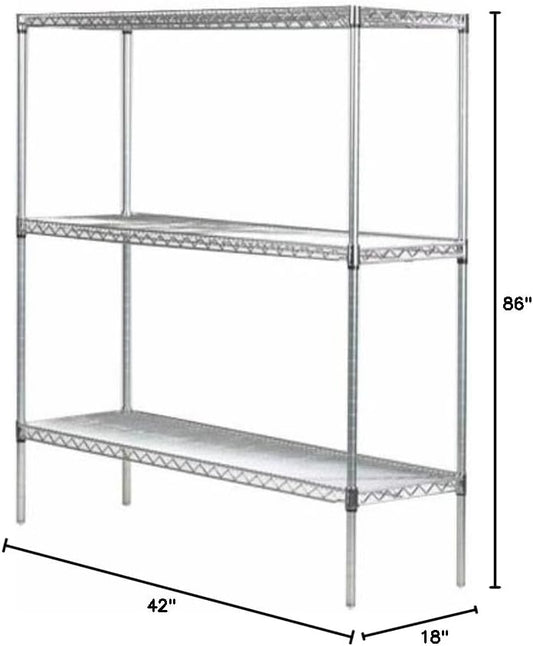 Omega 18" Deep x 42" Wide x 86" High 3 Tier Chrome Starter Shelving Unit