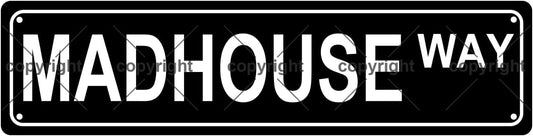 MADHOUSE WAY Space Metal Tin Street Sign Bar Cafe Garage Cave Home Room Wall Bathroom Farmhouse Garden Porch Patio Decor, 16 x 4 Inch