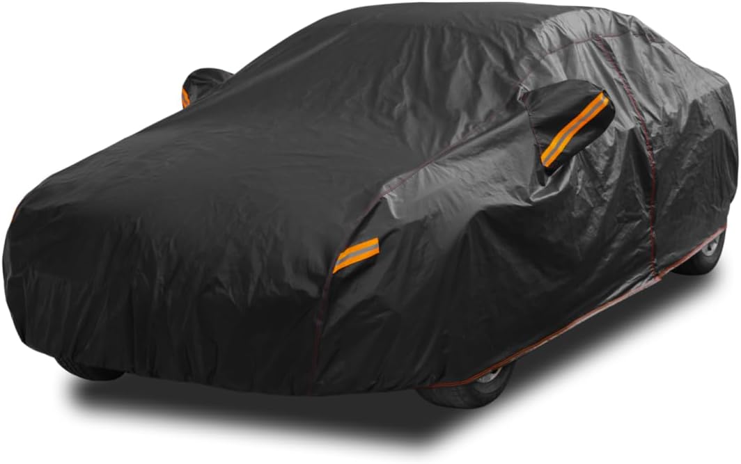 6 Layer Heavy Duty Car Cover Waterproof All Weather Protection with Cotton Liner, Universal Fit Audi A8, Lexus LS500, Jaguar XJ,Benz S-Class