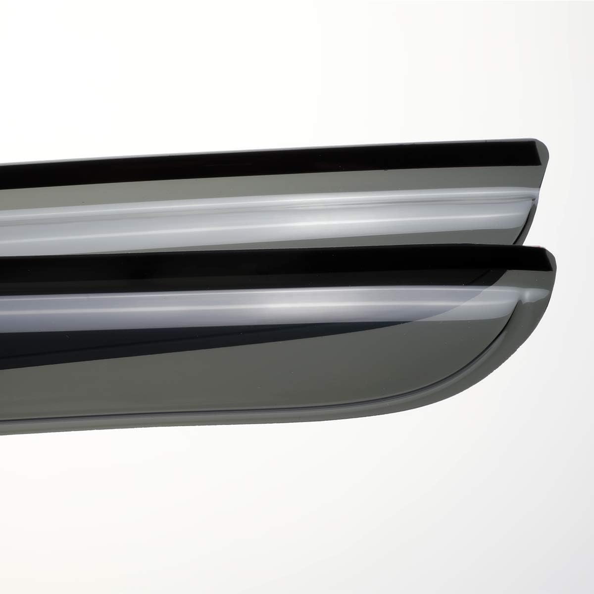 4pcs Original Shatterproof Outside Mount Style Window Rain Guard Shield Side Window Wind Deflectors Dark Smoke Vent Window Visors Compatible with 2009-2014 F-150 SuperCrew/Crew Cab Only 94155