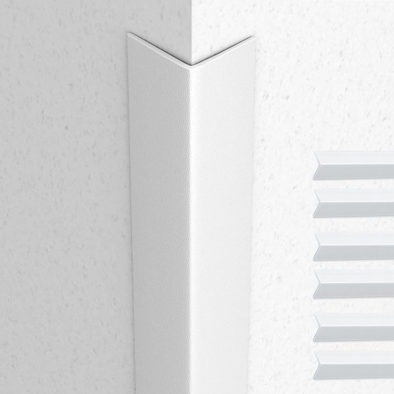 Proflex Wall Corner Protector - Pack of 6 Self Adhesive Corner Guards for Walls Edge Protection - 2 inch x 36 inch, White Textured – Easy to Apply – No Tools Needed
