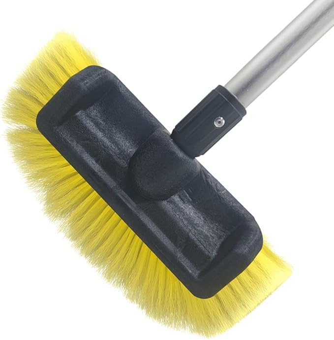SENGO Car Wash Brush with Long Handle 12'' Lock Soft Bristle Brush car Scrub Brush 60'' Dismountable Pole with on/Off car wash mop Water Flow Through car Brush Clean RV SUV Truck Boat House siding