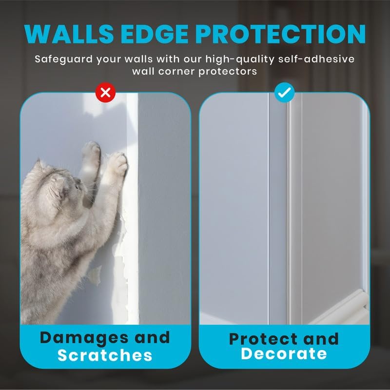 Proflex Wall Corner Protector - Pack of 6 Self Adhesive Corner Guards for Walls Edge Protection - 1 inch x 48 inch, Clear – Easy to Apply – No Tools Needed