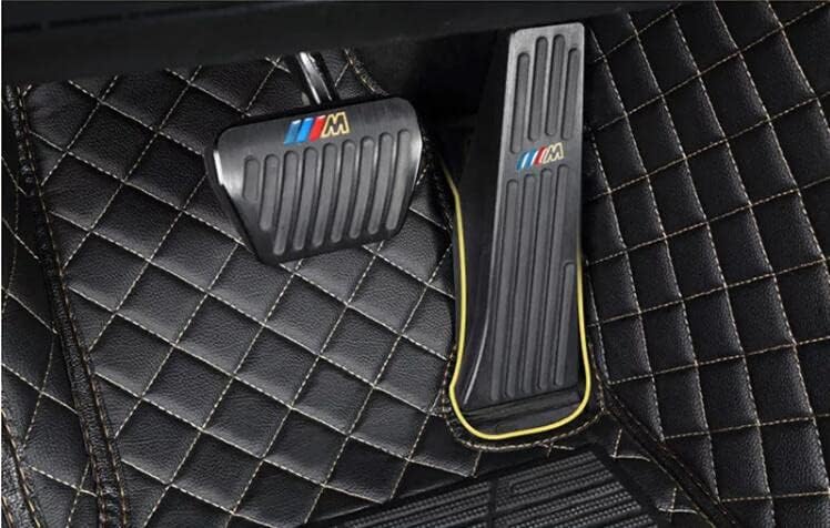 Custom All-Weather Protection Leather Car Floor Mats for Cars Sedan SUV Sports Car Waterproof Floor Mat (All Black Yellow)