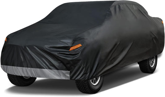 Kayme 7 Layers Truck Cover Waterproof All Weather, Heavy Duty Outdoor Pickup Cover Sun Uv Rain Protection, Universal Fit (Length Up to 240 inch) XL+.Black