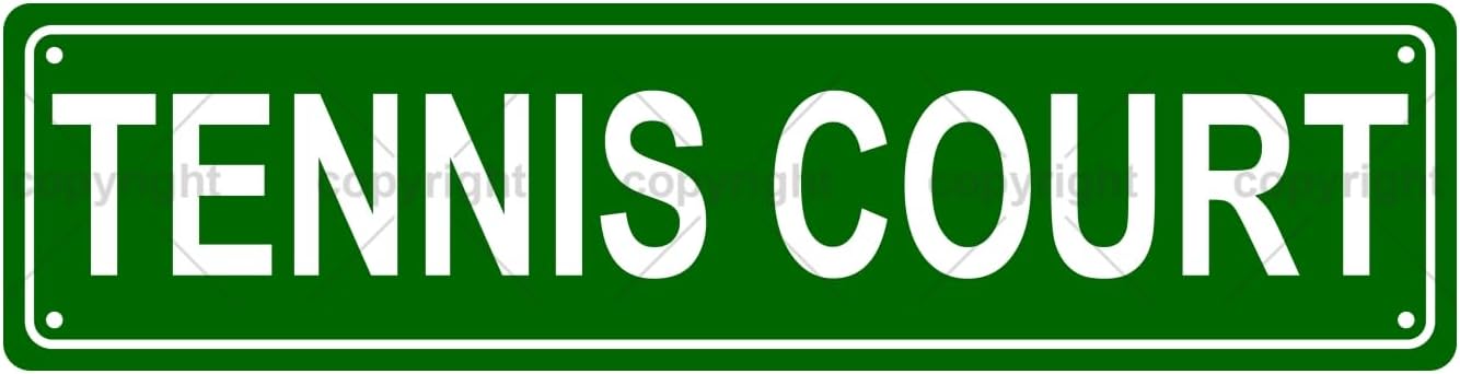 TENNIS COURT Space Metal Tin Street Sign Bar Cafe Garage Cave Home Room Wall Bathroom Farmhouse Garden Porch Patio Decor, 16 x 4 Inch