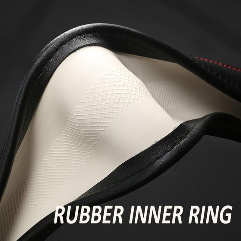 Cowhide Steering Wheel Cover Heat Resistant Anti-Slip Car Wheel Wrap Compatible with Most Makes and Models of Cars and Trucks with 14.5 to 15 Inch Steering Wheel(Brown)