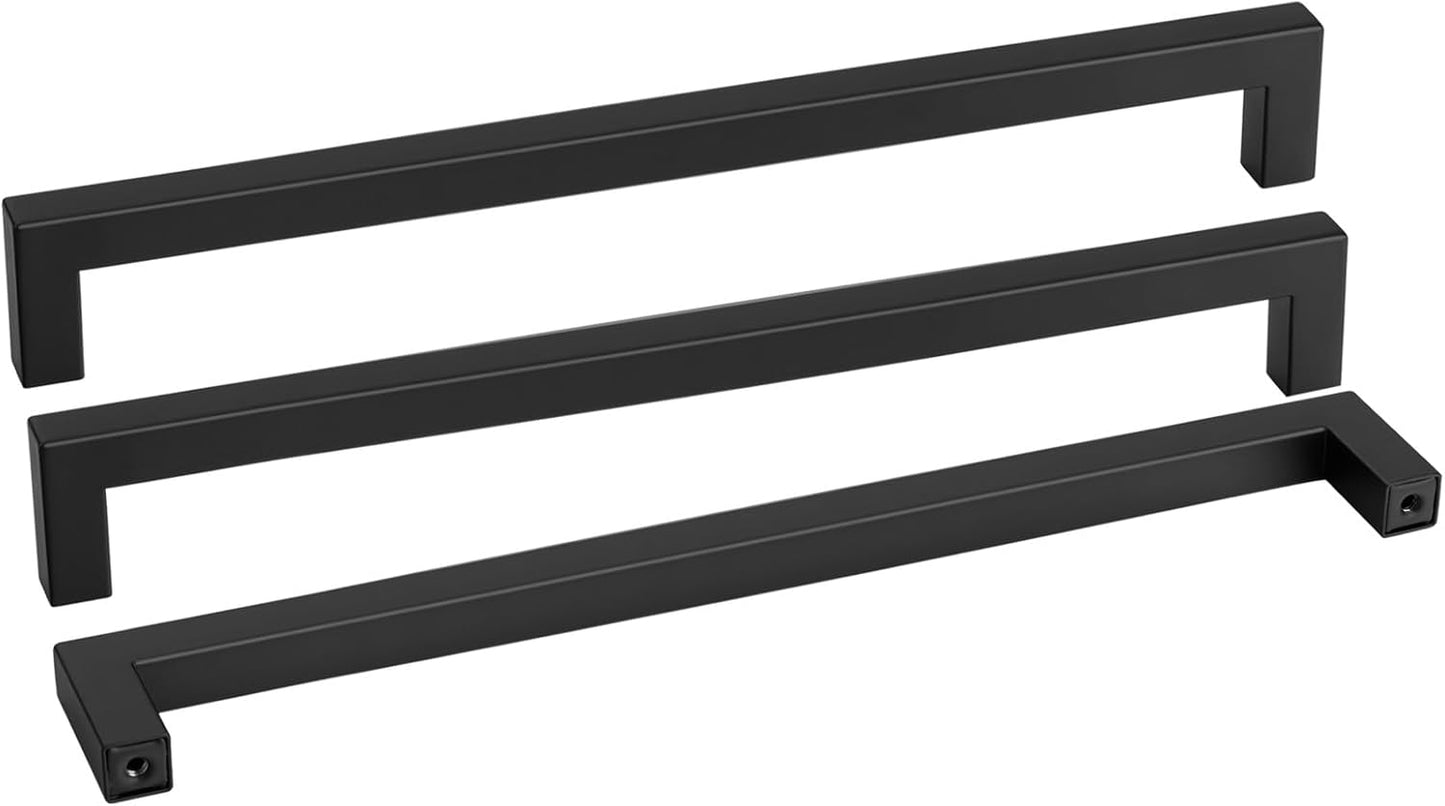 goldenwarm 100 Pack 18INCH Black Cabinet Pulls Kitchen Cabinet Handles-LSJ12BK458 Square Drawer Handle Metal Bathroom Cabinets Hardware 458mm Hole Center