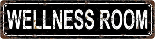 WELLNESS ROOM Space Vintage Metal Tin Street Sign Bar Cafe Garage Cave Home Room Wall Bathroom Farmhouse Garden Porch Patio Decor, 16 x 4 Inch