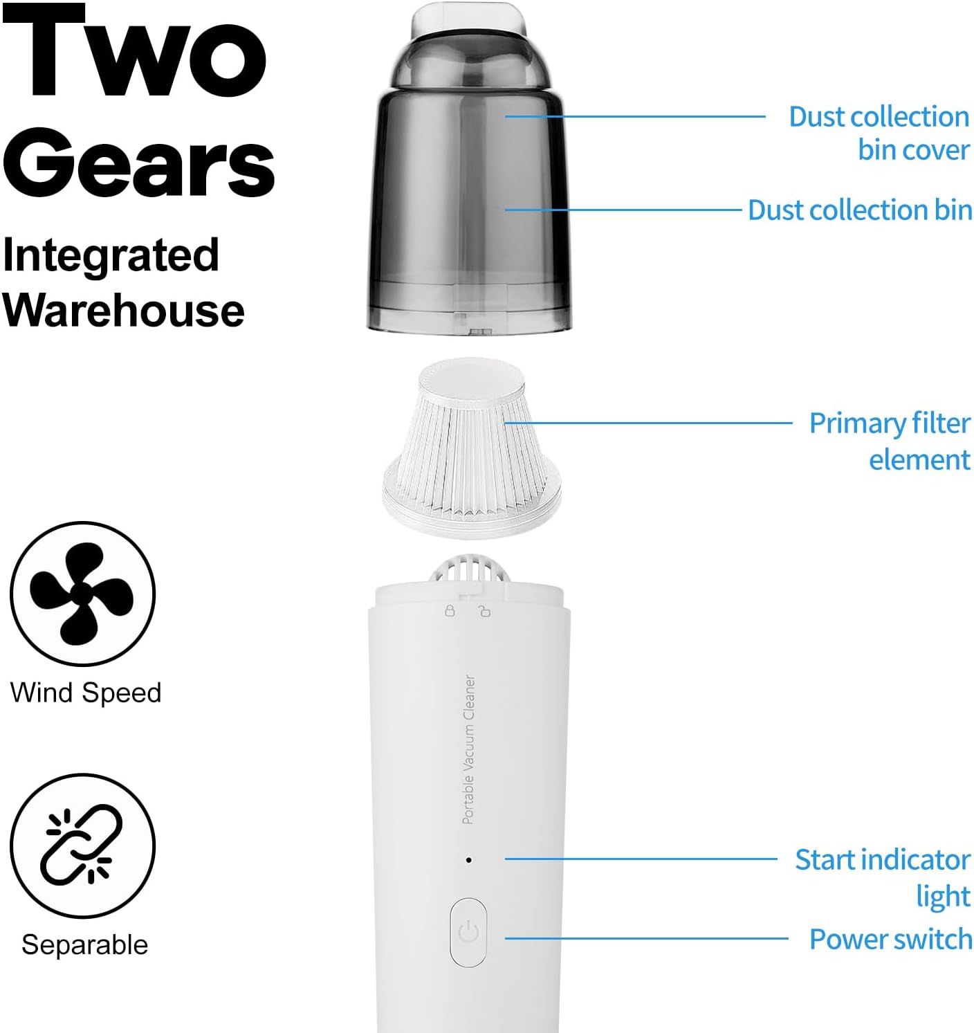 Mini Vacuum Cleaner Cordless, Portable Keyboard Vacuum Cleaner, Wireless Handheld Car Vacuum with 9000 Pa, High Power Rechargeable 2 Speeds, Lightweight Vacuum for Car, Home, Office, Pet