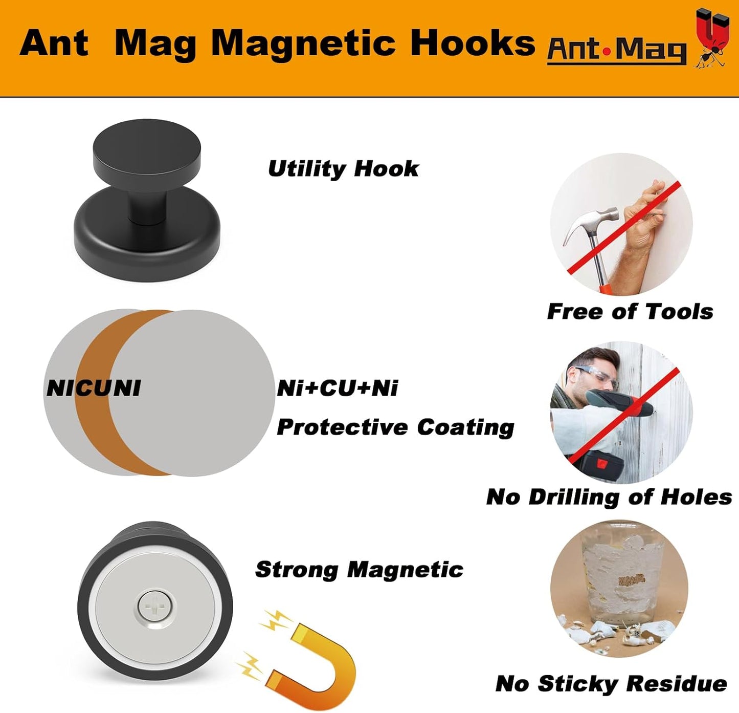 Ant Mag Magnet Hooks Heavy Duty 160lbs for Coat Hanging Strong Magnet Hangers for Metal Surface Great Organization for Cruise Cabinet Door Kitchen Room Office
