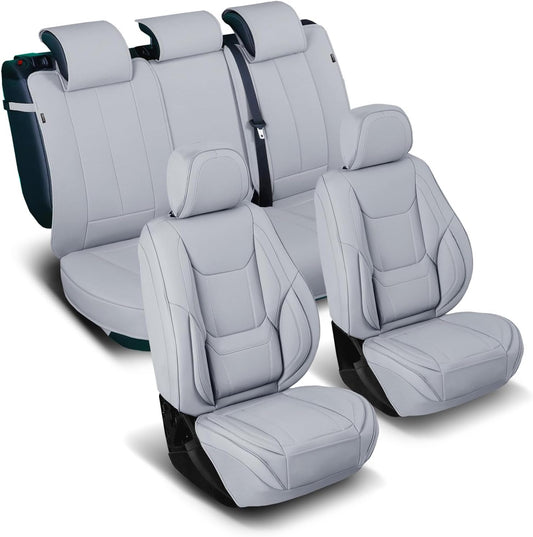 Coverland Custom Car Seat Covers Compatible with Frontier, Tacoma - Premium Leather Non-Slip Memory Foam Waterproof Seat Cover Custom Interior Protector Full Set-Gray [See Size Chart-Size X132]