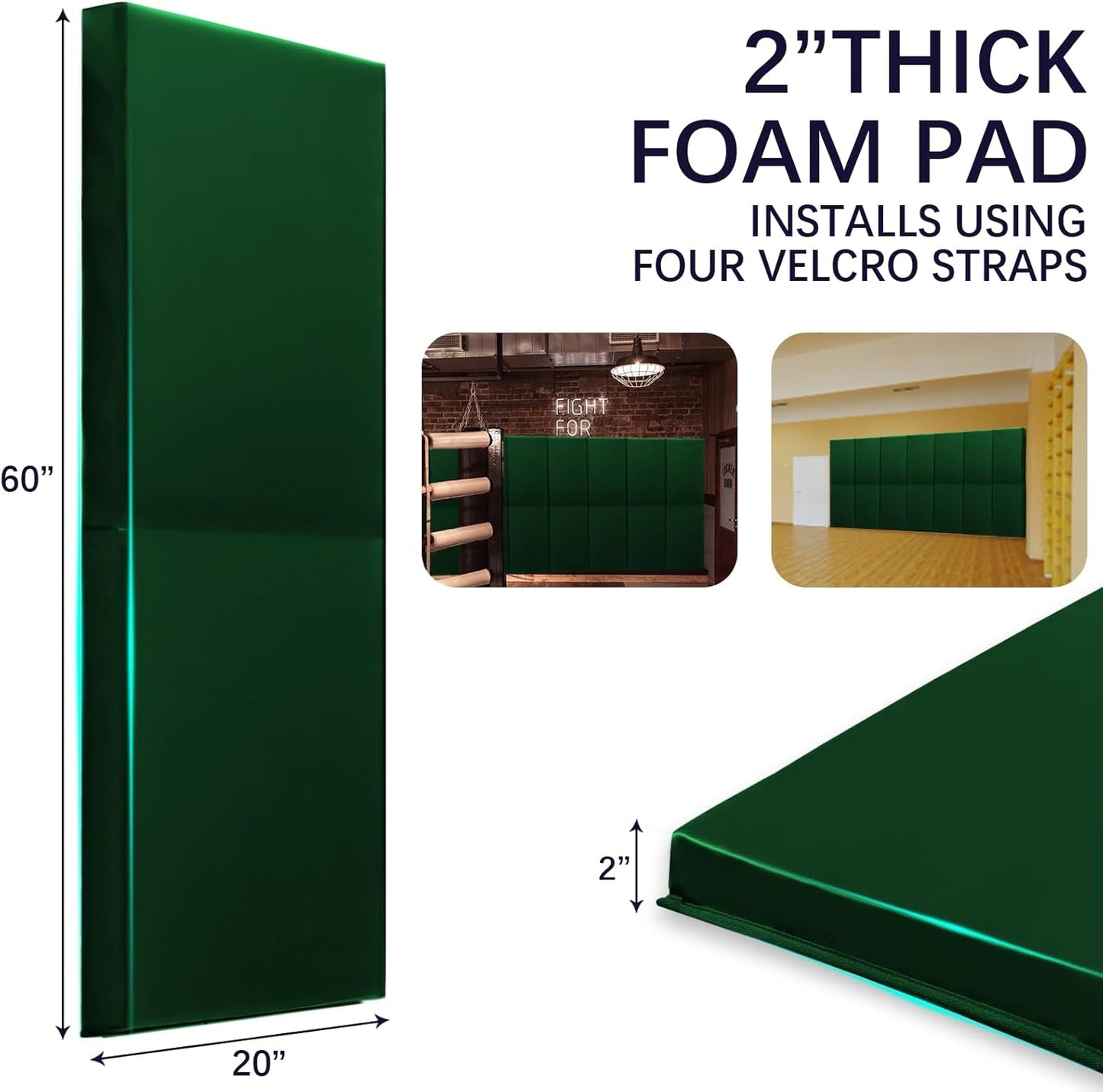 PROGOAL 60"/72" High Gym Wall Padding 2"/4" Thick Foam Basketball Court Wall Mount Protector for Garage Taekwondo Babyroom - Durable Waterproof Anti-Cushion